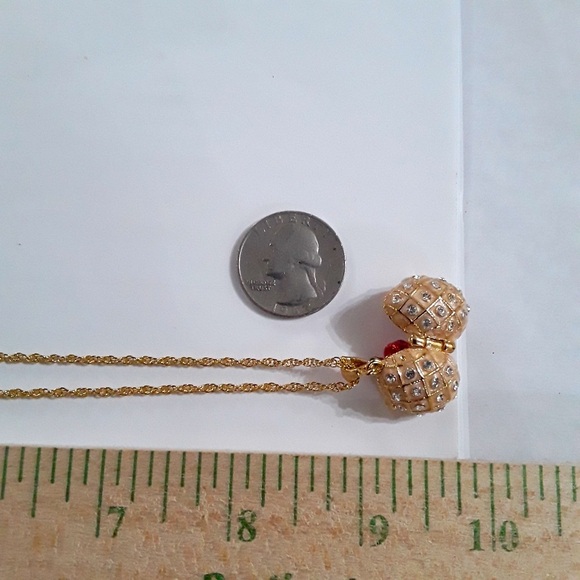 NWOT Keren Kopal Gold Egg Pendant with Apple Inside - Picture 5 of 7